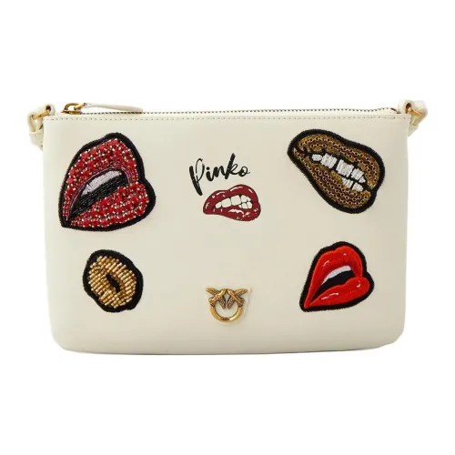 PINKO Love Bag Натуральная кожа Одно плечо Через плечо Клатч Женский Бежевый Многоцветный