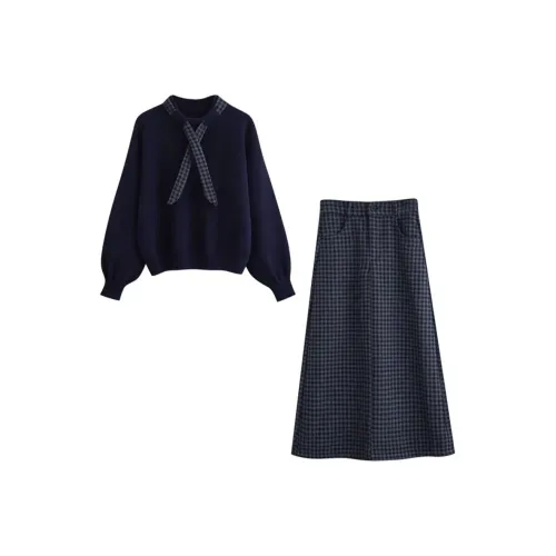 COVER TIME Темно-синий женский комплект с юбкой