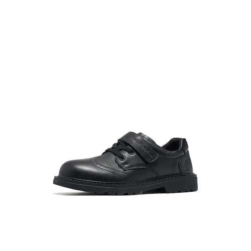 Hush Puppies Slip-resistant Abrasion-resistant Low Top Детская кожаная обувь Черный Детский