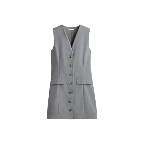 H M Серый Смешанный Цвет Женские Платья Без Рукавов