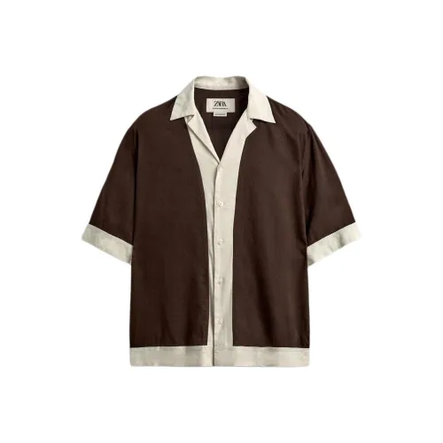 ZARA Коричневый Мужские Рубашки