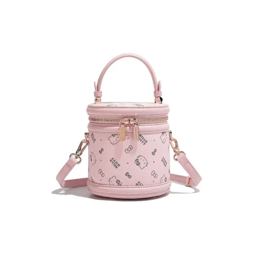 Санрио Hello Kitty ПУ (полиуретан) Сумка-ведро Сумка через плечо Сумка Женская Розовая Молочно-чайная