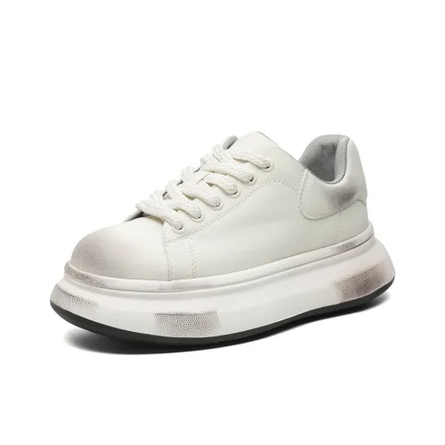 HD Платформа Белый Кроссовки с увеличением высоты Водонепроницаемый Низкий Топ Повседневный Унисекс