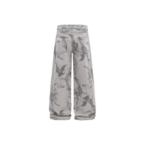 XIAOLIZI Серый Белый Женские Джинсы