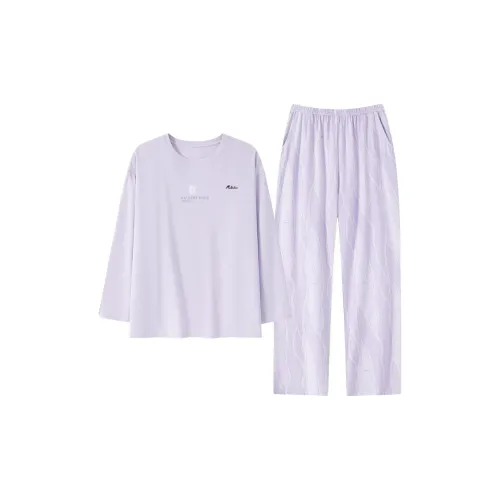 Mulinsen [Длинный рукав Топ+Штаны] Фиолетовый Женские Пижамные Комплекты