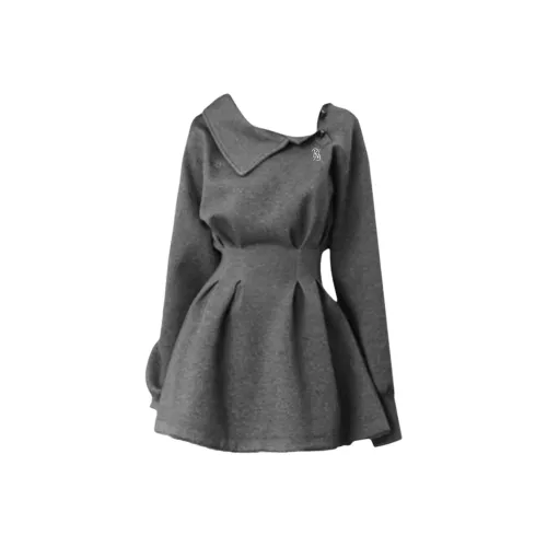 PNVB Серый Женские Длинные Платья с Длинными Рукавами