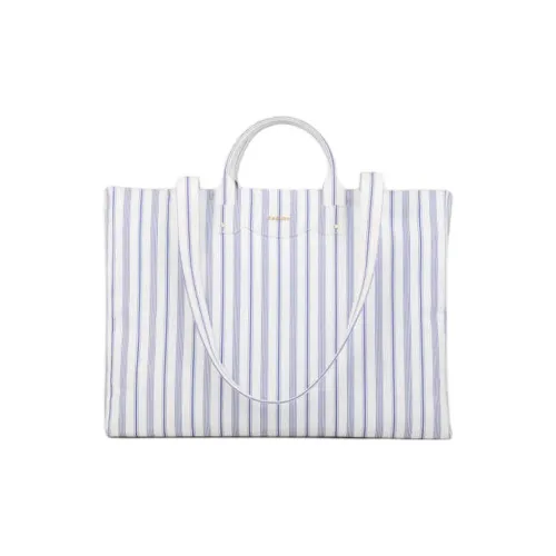 Sandro Ткань Тоут Сумка Сумка для покупок Сумка Большая Женская Синяя Белая