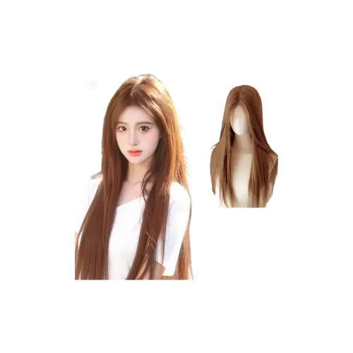 WANWANFENG Американский Медовый оранжевый Full Голова Перука Набор Высокотемпературная Пряжа Длинные Прямые волосы