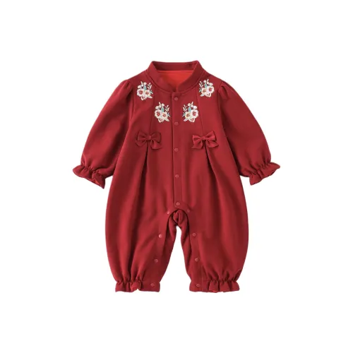 XiaoJinBu Темно-красные комбинезоны ползунки для малышей