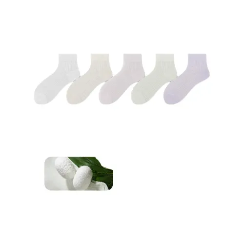 MAXDAVID Белый + Светло-желтый + Розовый + Светло-зеленый + Светло-фиолетовый Женские носки MID до икры