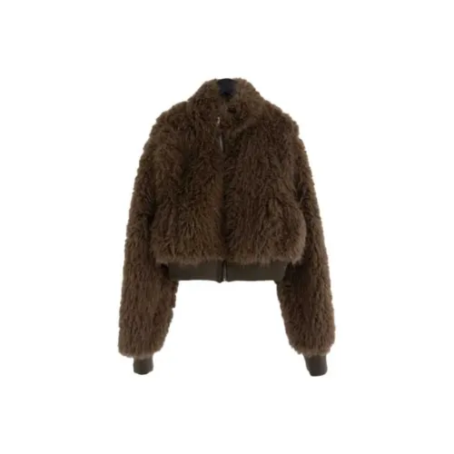 LOWEAR Высокий воротник Короткий мех ZIP UP мех Женский