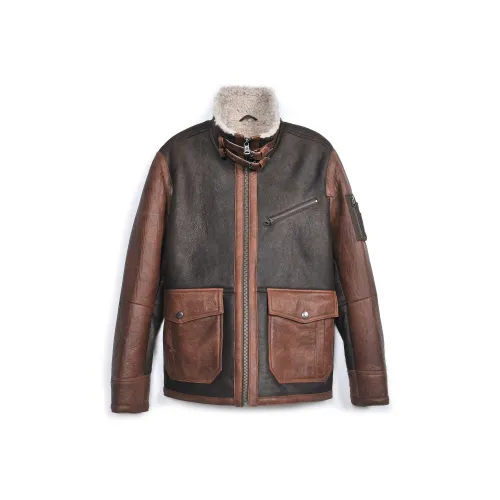 MCS Коричневый W7 Мужские Кожаные Куртки