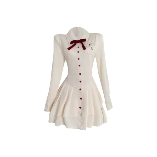 PNVB Белый Женский Длинный Рукав Платья