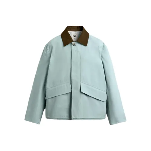 ZARA Светло-синие мужские куртки