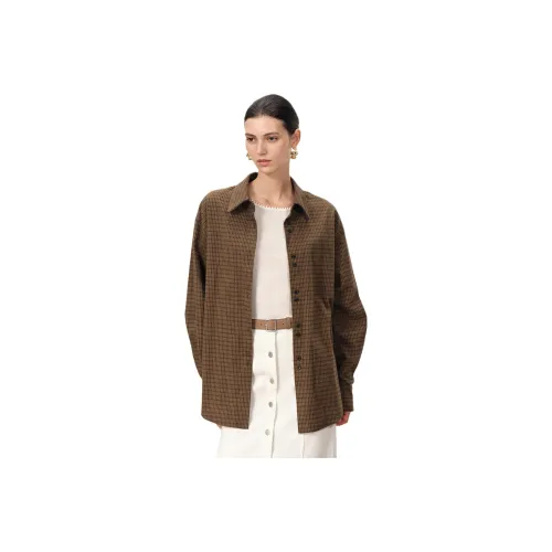 FABRIQUE Мшисто-зеленый Коричневый Женские Рубашки