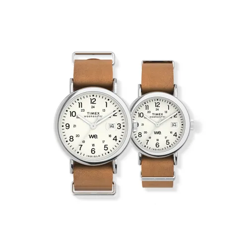 TIMEX Кварцевые часы Кожаный ремешок Белый циферблат Унисекс