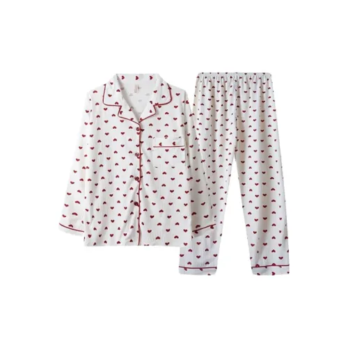 MIMOSA CHUR Белый Little Red Heart Женские Пижамные комплекты