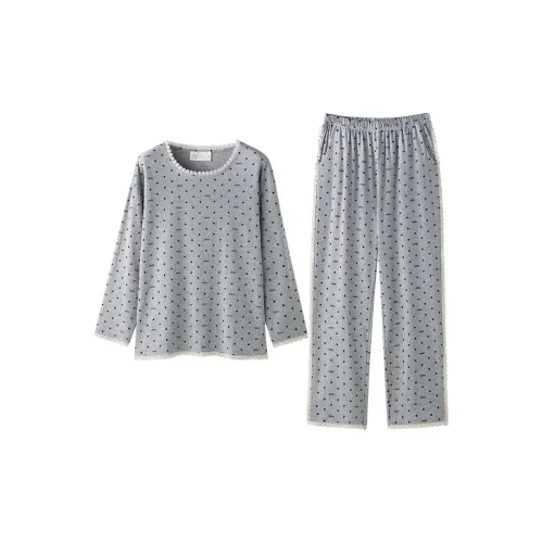 MEONSILL Весенний и Осенний комплект пижам для женщин 2 предмета светло-серый