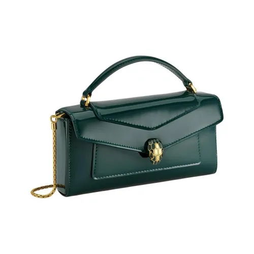 BVLGARI Serpenti Forever Телячья кожа Сумка через плечо Сумка Микро Женская Зеленая