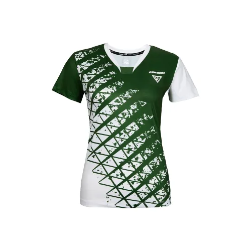 Кавасаки Бадминтон Джерси Женская Белая Зеленая
