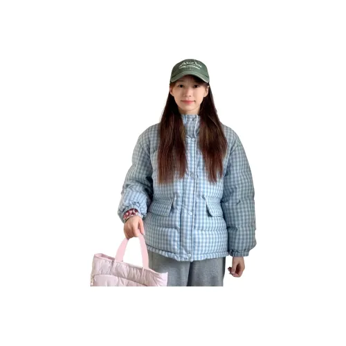 MTHE Синий Клетка Женская Пуховая Куртка