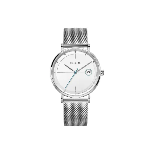 MBK Автоматический Механический Механизм Стальной Ремешок Часы Мужские Белый Циферблат