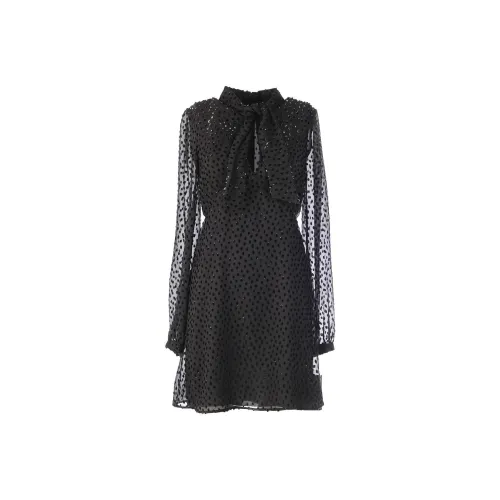 SAINT LAURENT Длинное платье с длинными рукавами женское черное