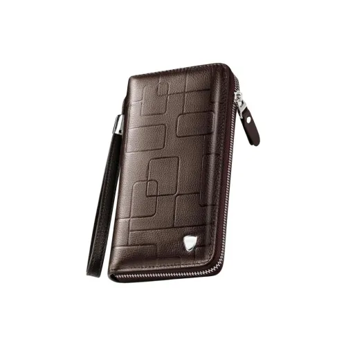 VIHUS Кошелек из крупнозернистой текстуры коровьей кожи большой мужской черный