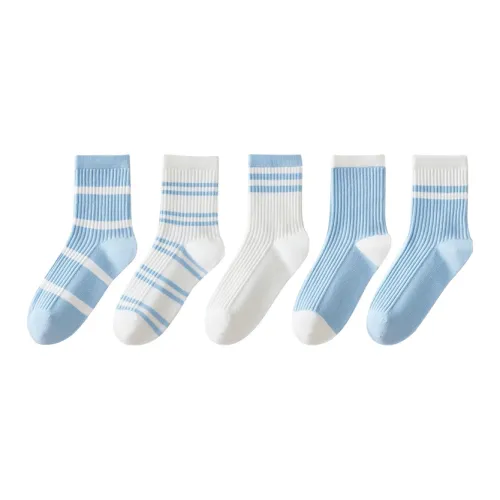MADALLO [5 пар] Синий Комбинация Женские Носки до икры MID