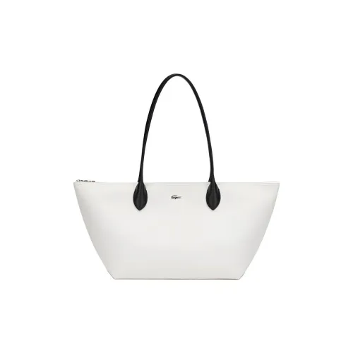 Сумка на одно плечо из ПВХ совместный проект LACOSTE большая женская черно-белая