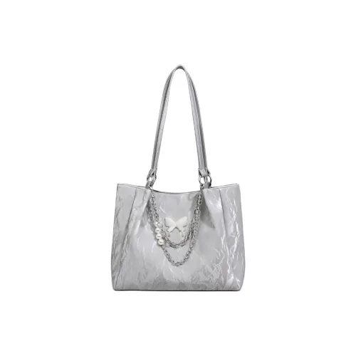 MILLIE'S Коровья кожа Тоут Сумка Сумка для покупок Сумка на плечо Стандартная Women's Silver