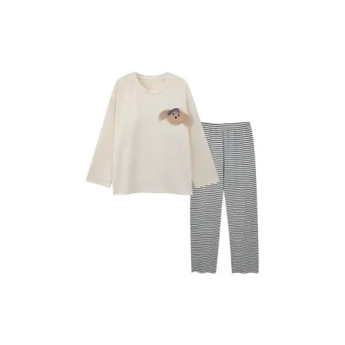 OEING Белый Серый Щенок Комплекты Женская Пижама Наборы