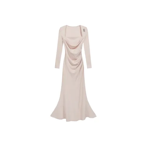 PNVB Абрикос Женские Длинные Платья с Длинными Рукавами