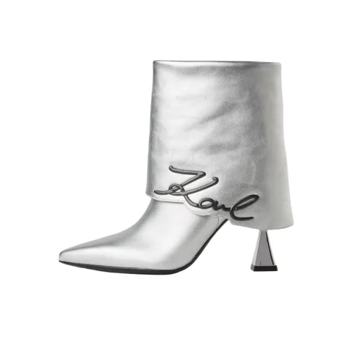 Karl Lagerfeld Debut II Ботильоны 9 см Женские Серебряные