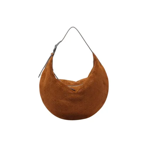 TORY BURCH T Monogram Suede Shoulder Bag Large Women's Brown