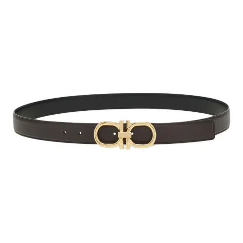 Ferragamo Hammered Текстура Телячья кожа Кожаные ремни Мужской Темно-коричневый Ширина 3 см