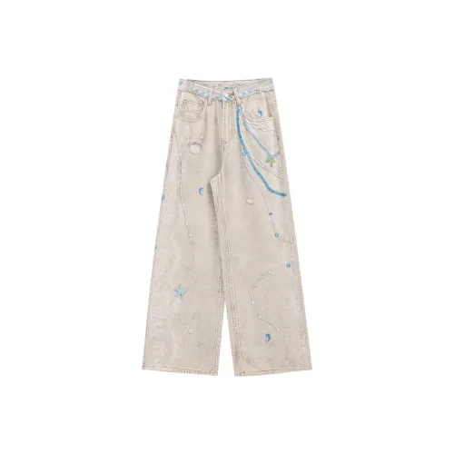 XIAOLIZI Blue Unisex Jeans XIAOLIZI Синий Унисекс Джинсы