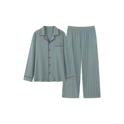 Lanza Желтый Зеленый Полосы Мужской Пижамный Комплект