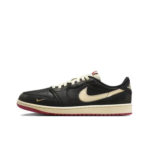 Jordan Air Jordan 1 Винтажные баскетбольные кроссовки Low Топ Белый черный красный Унисекс