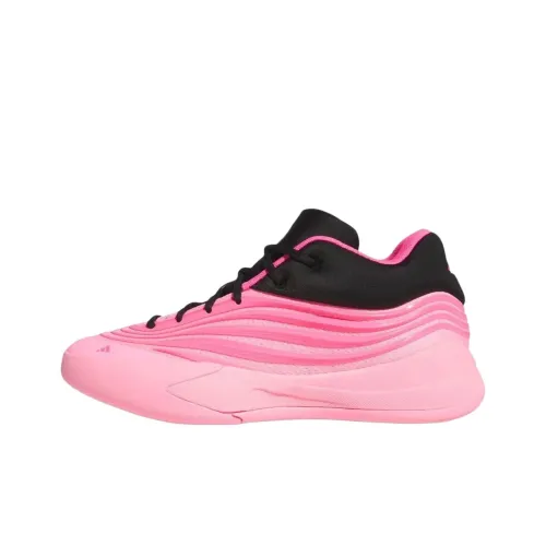 Adidas Dame 10 Slip-Resistant Abrasion-Resistant Low Top Children's Basketball Shoes Основной Черный Прозрачный Розовый Подростки