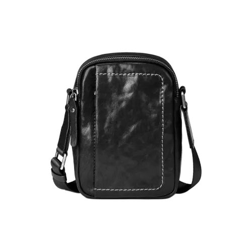 VIHUS Сумка через плечо из натуральной коровьей кожи стандартная мужская черная