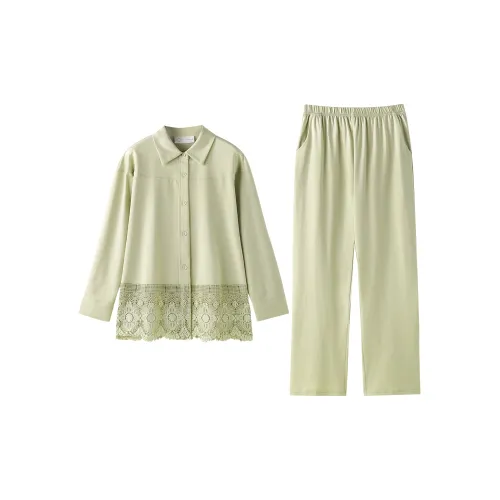 MEONSILL Весенний и Осенний комплект пижам для женщин 2 предмета травяной зеленый