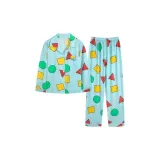 Молочный шелк #Синий Большой Геометрический Двойной-Длина (размер в длину) Кардиган