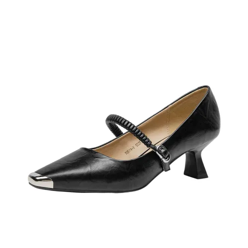 GUDIANFENGDU Грубый каблук Мэри Джейн туфли 5,5 см женские