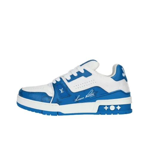 LOUIS VUITTON Тренер Low Топ Стильные Скейтбординги Унисекс Белый Синий