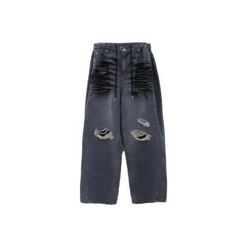 LOWEAR Масло Краска Повреждение Maxi Деним Брюки Джинсы Женские