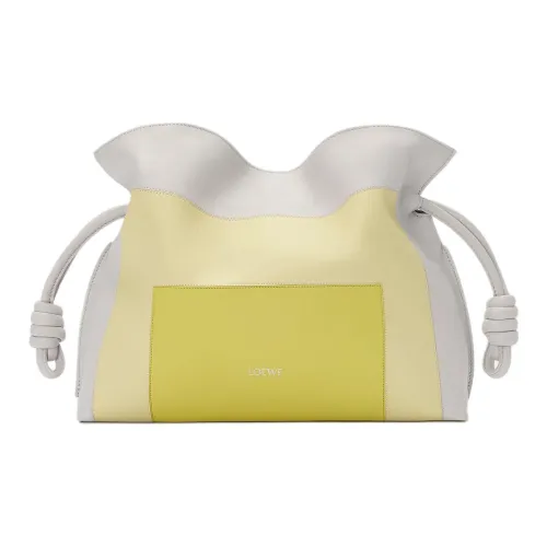 LOEWE Flamenco Коровья кожа Сумка на плечо Средний Женский Желтый и Белый