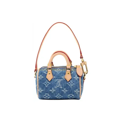LOUIS VUITTON Speedy Denim Pillow Bag Bucket Bag Extra Mini Women's Light Pink Blue