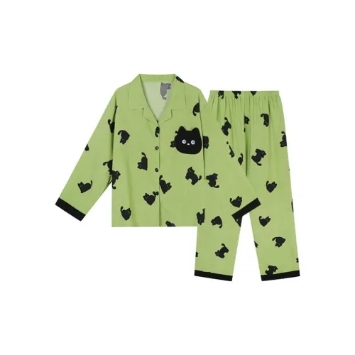 MEIJIAO Зеленый Котенок [Комплекты одежды] Женские Пижамные Наборы