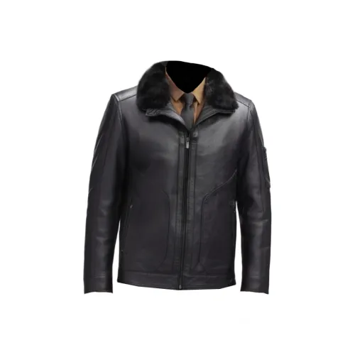 MH Ткань из коровьей кожи + норковый подклад Мужские кожаные куртки